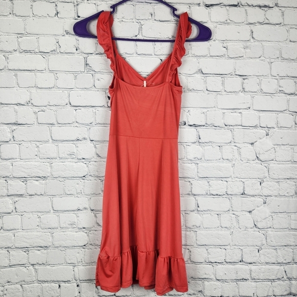 Rolla Coster Size S Coral Mini Dress with Ruffle Straps - Picture 4 of 5